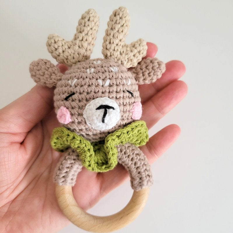 Crochet Baby Deer Rattle Toy (Ready to send) 0-3 months plus