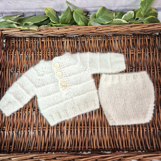 Knitted Alpaca Jumper and Pants set for Newborn/ 0-3 months baby