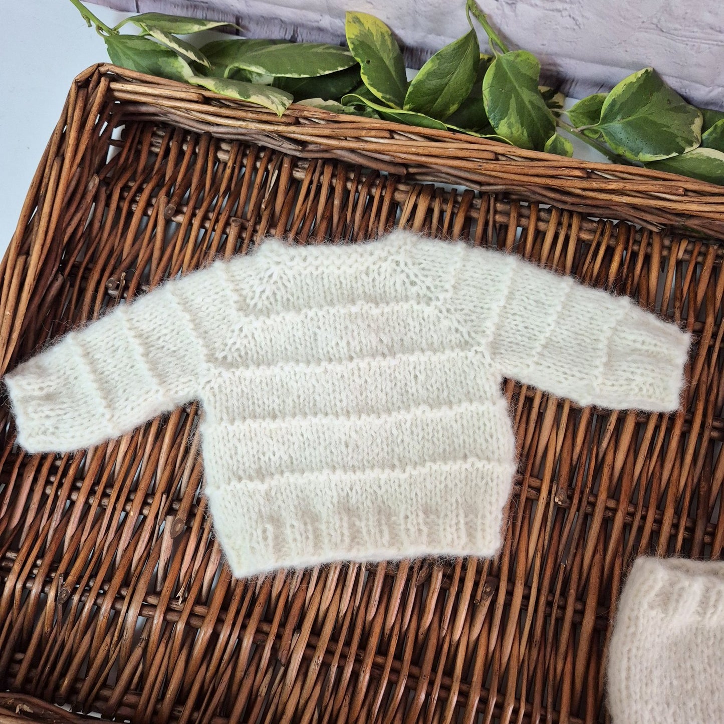 Knitted Alpaca Jumper and Pants set for Newborn/ 0-3 months baby