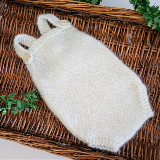 Simple Classic Baby Romper In soft Alpaca yarn  0-6 months (Made to order)