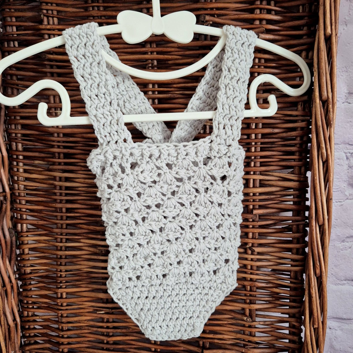 Newborn Baby Girl Beige Cotton Romper and Bonnet Set ( Ready to send)