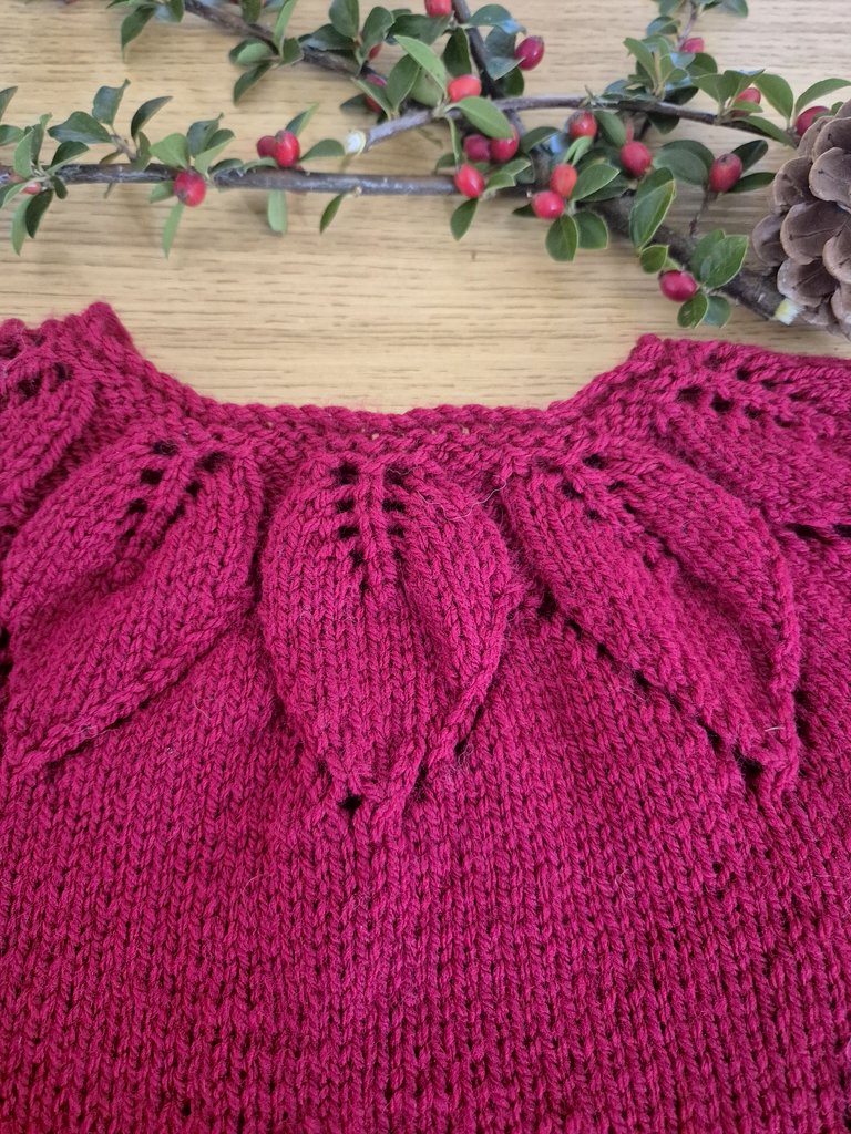 Red Newborn Baby Cardigan with a Leaf Pattern, Unisex Babyshower Gift, Handmade UK (Ready to Send)