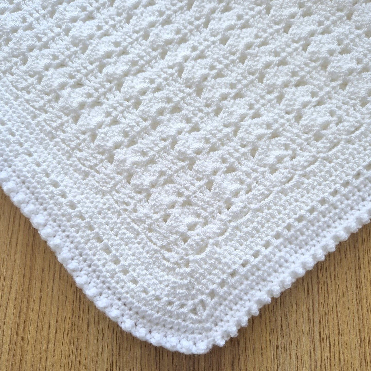 Crochet White Baby Blanket (READY to send) Unisex baby gift 86cm/33 in square.