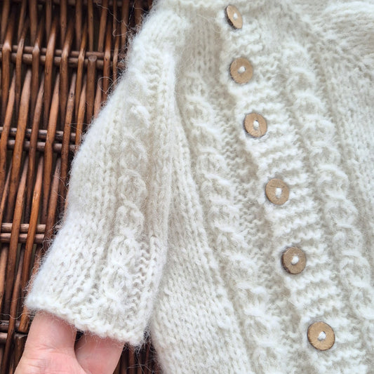 Cream Cable Knitted Baby Romper and Bootie Set (Ready to send)