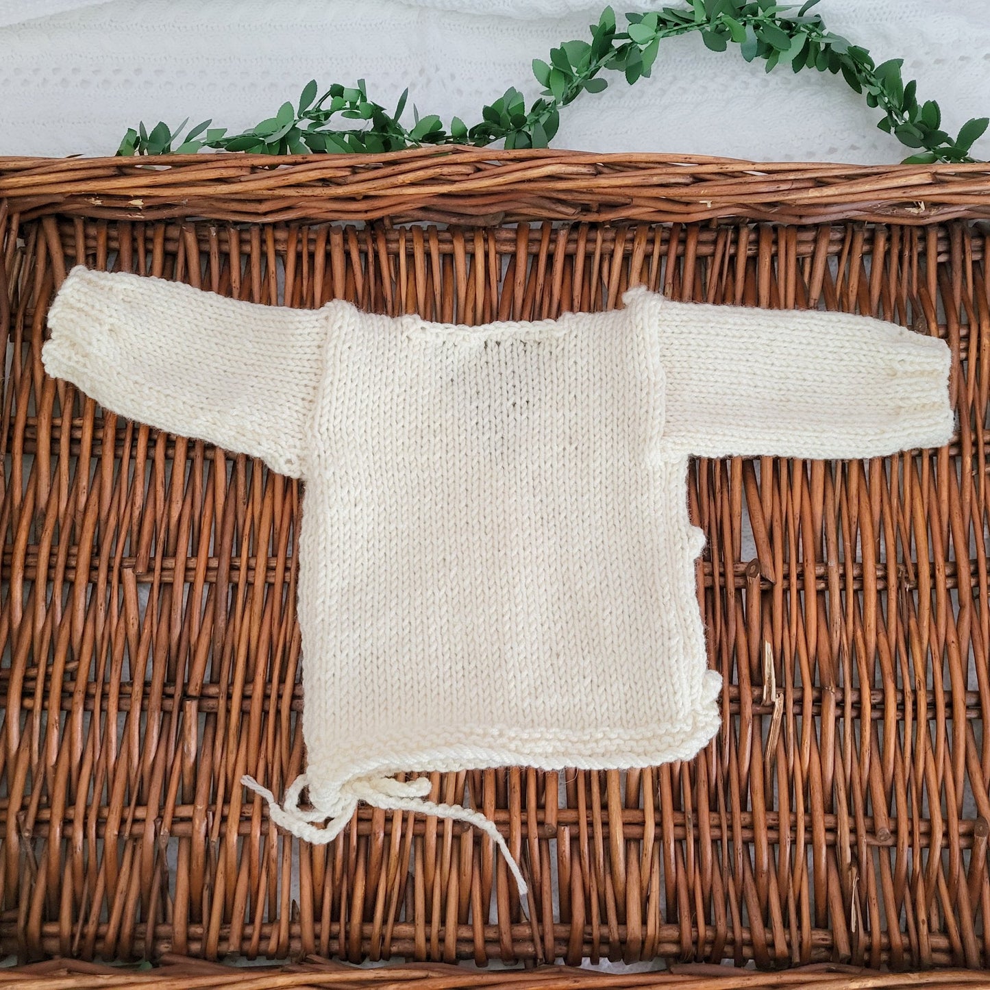 Cream Crossover Kimono Bubble Jumper and Pants set for Newborn baby (Made to order)
