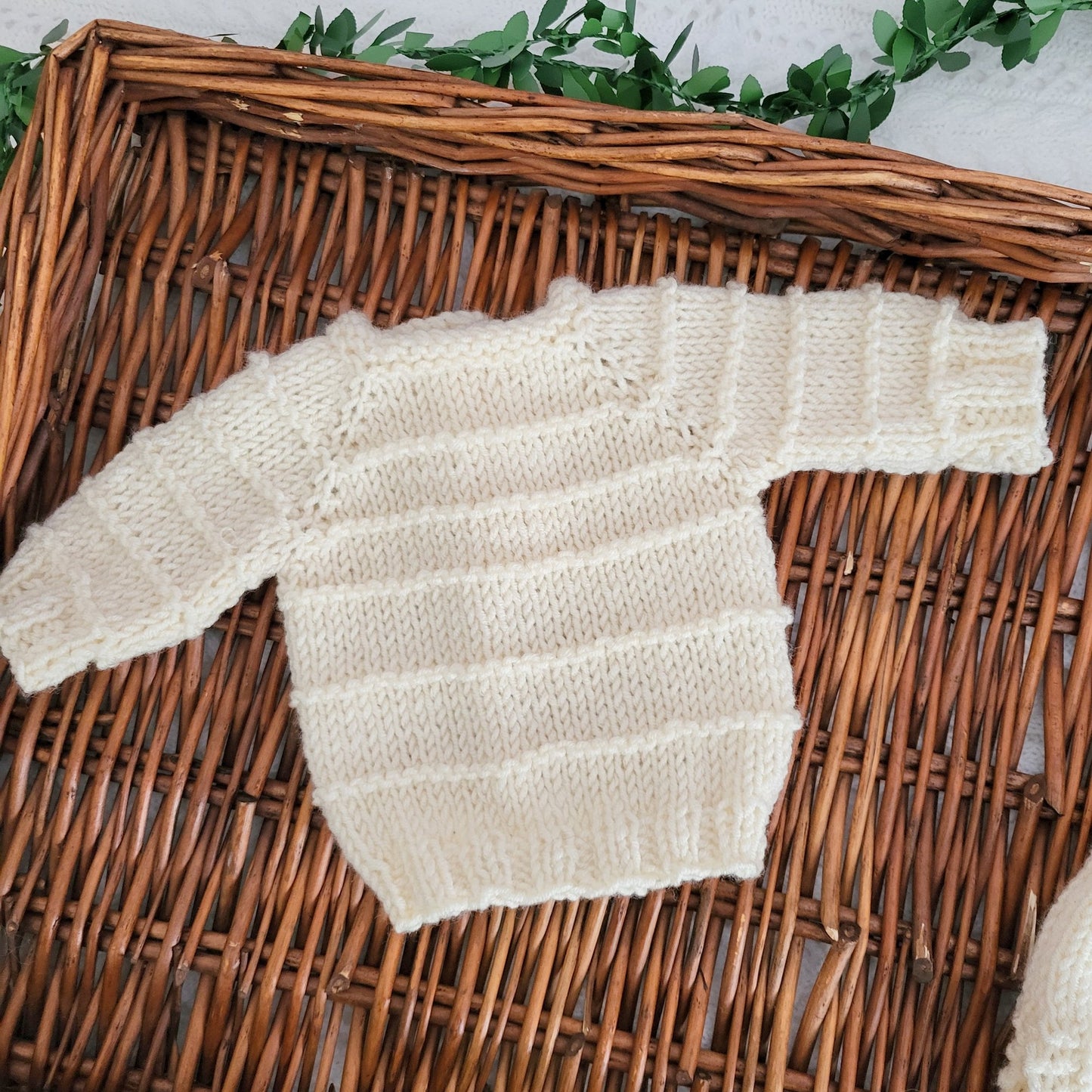chunky cream pullover for a newborn baby photography prop