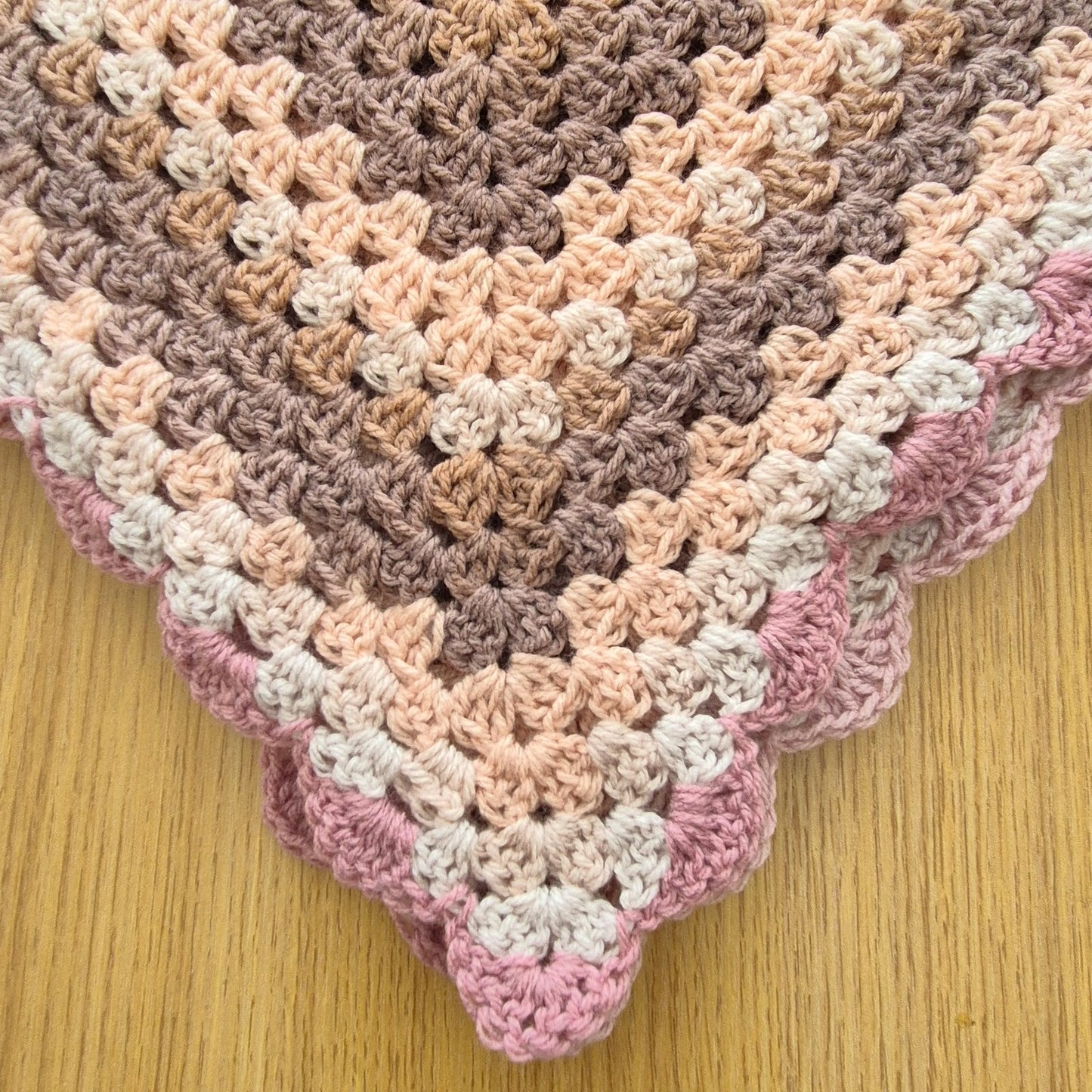 Crochet Pink Beige Baby Blanket (READY to send)