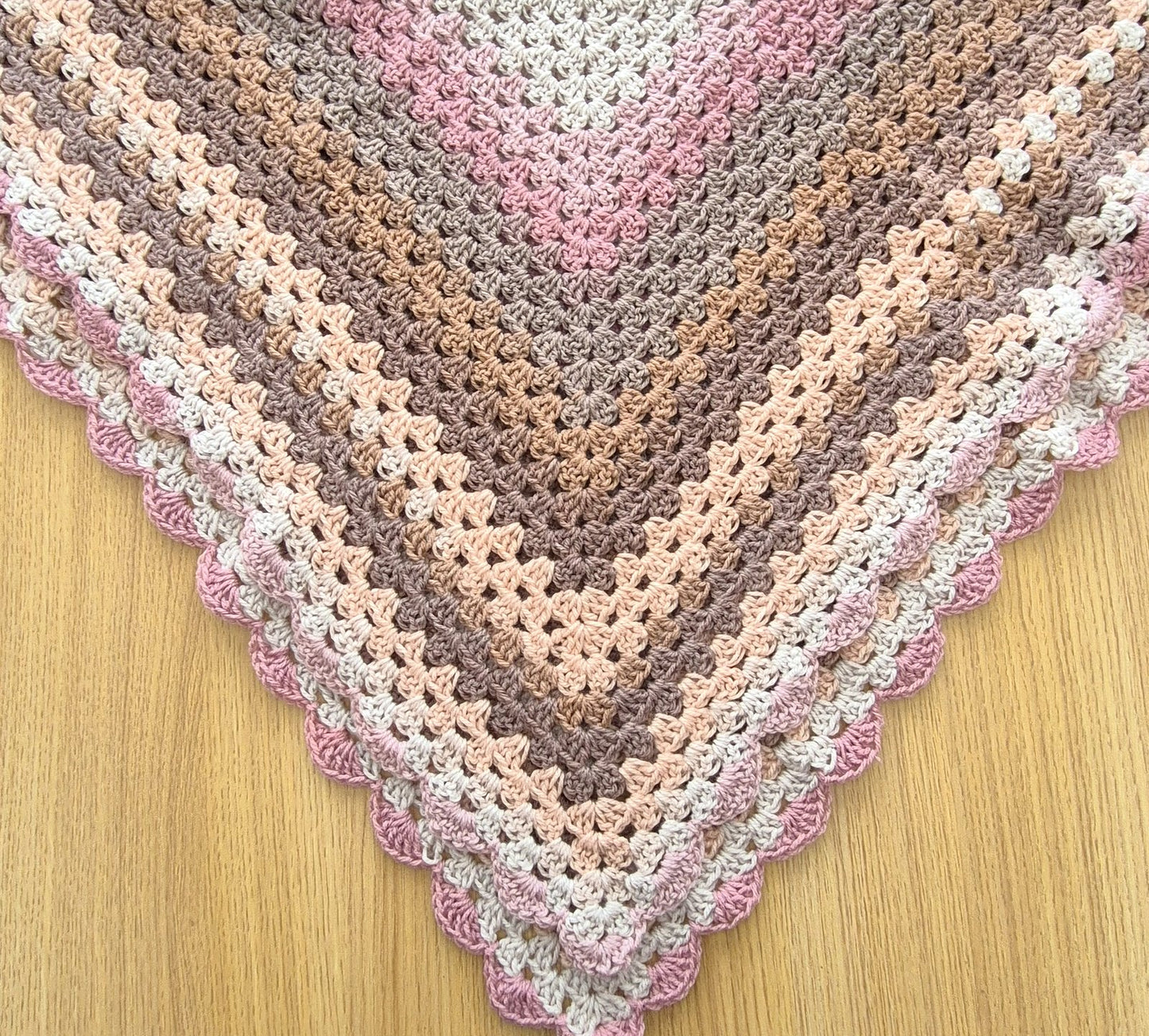 Crochet Pink Beige Baby Blanket (READY to send)
