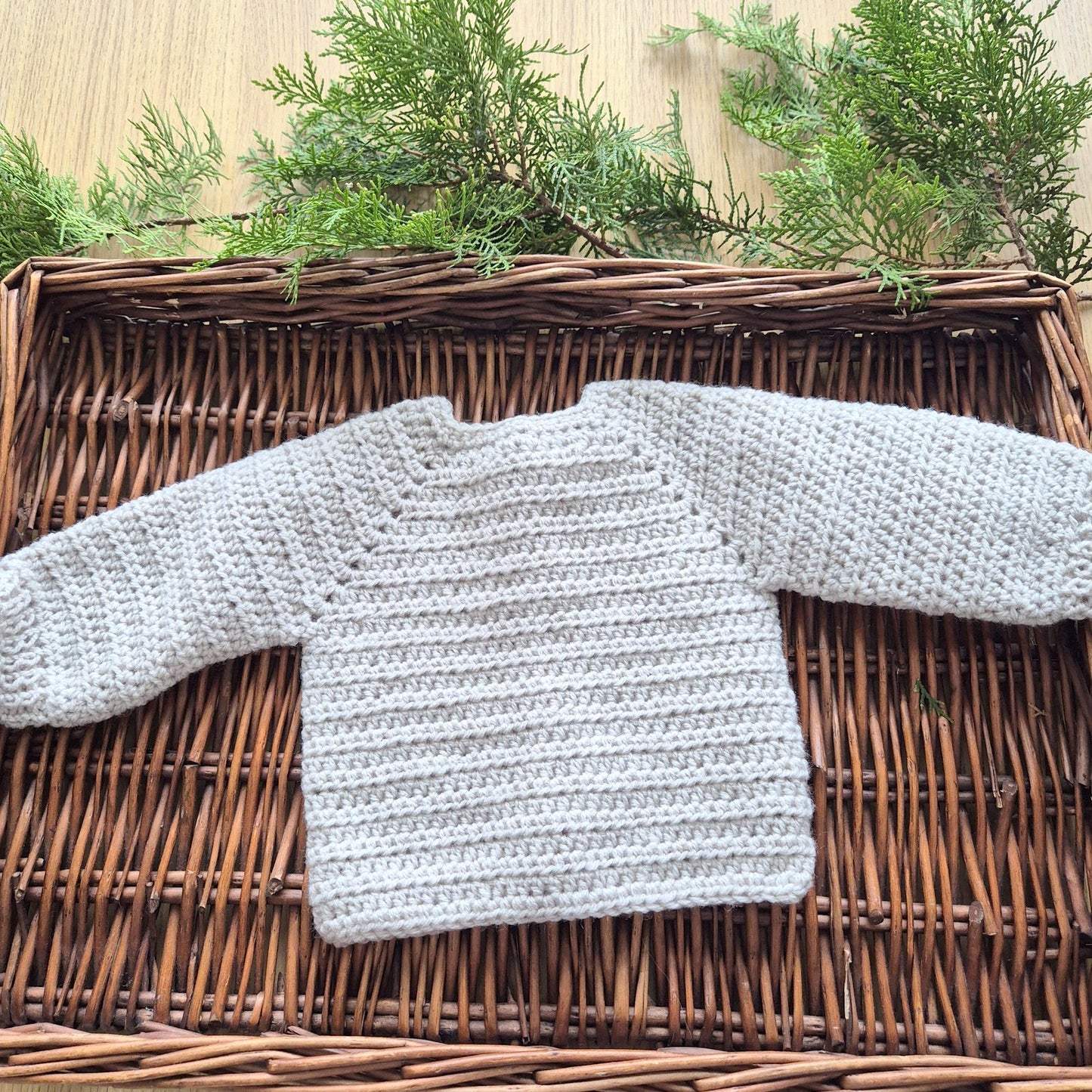 0-6 months Beige Handmade Crochet Baby Teddy Bear Cardigan Baby Jumper (Ready to Send)