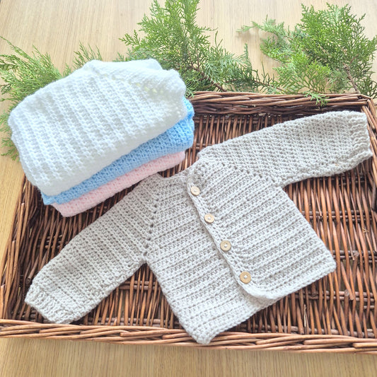 Handmade crochet cardigan for your new baby.