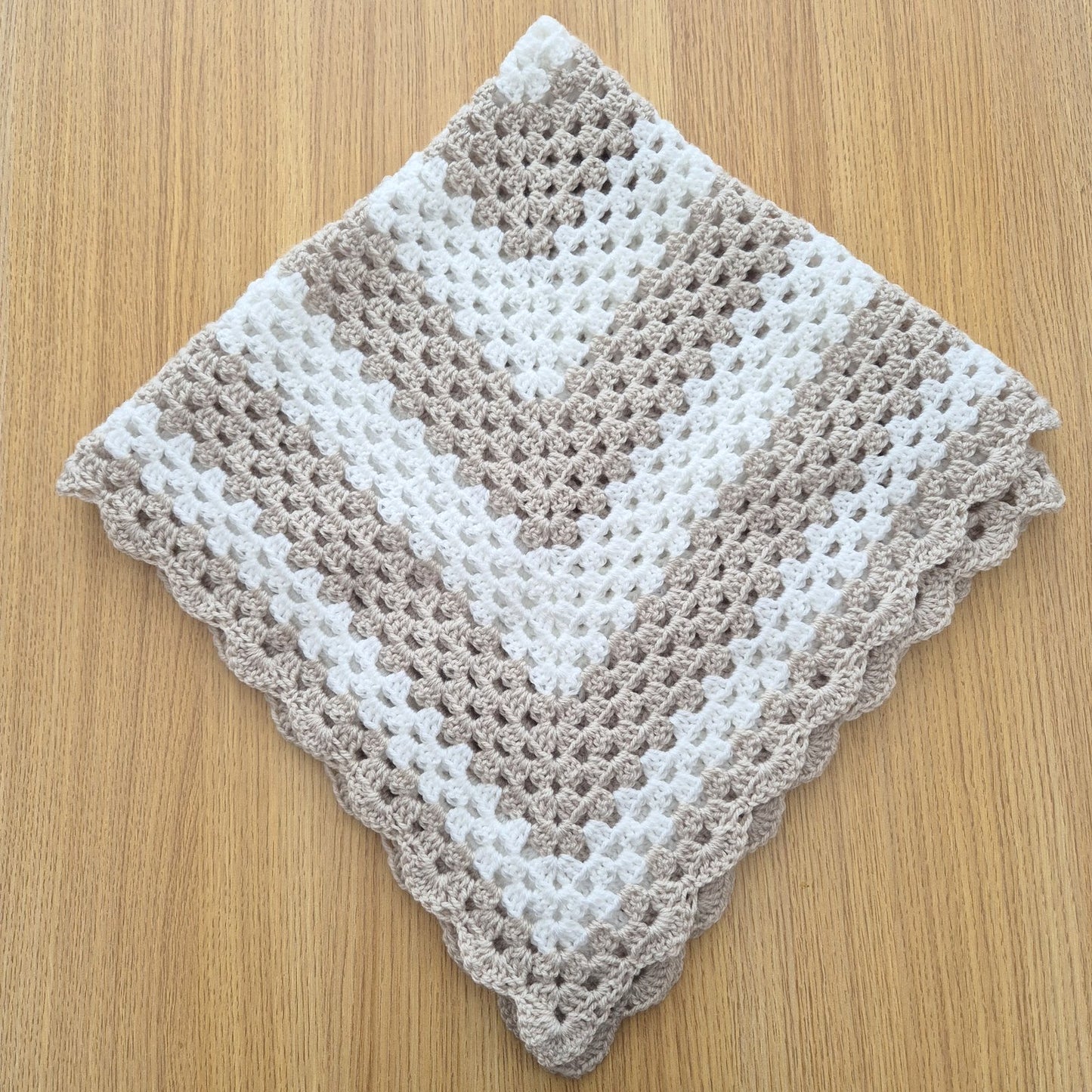 Crochet White and Beige Baby Blanket (READY to send) Unisex baby swaddle