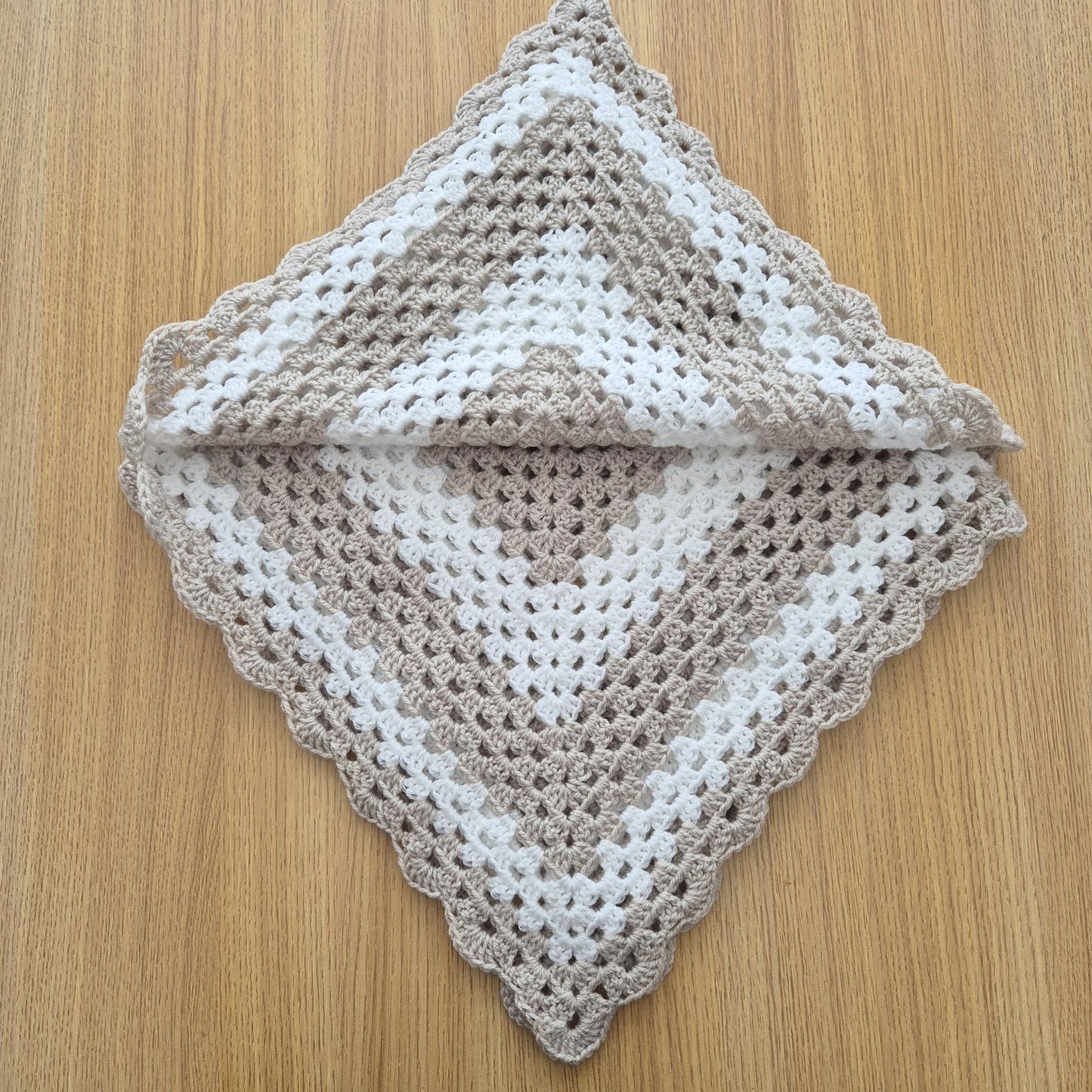 Crochet White and Beige Baby Blanket (READY to send) Unisex baby swaddle