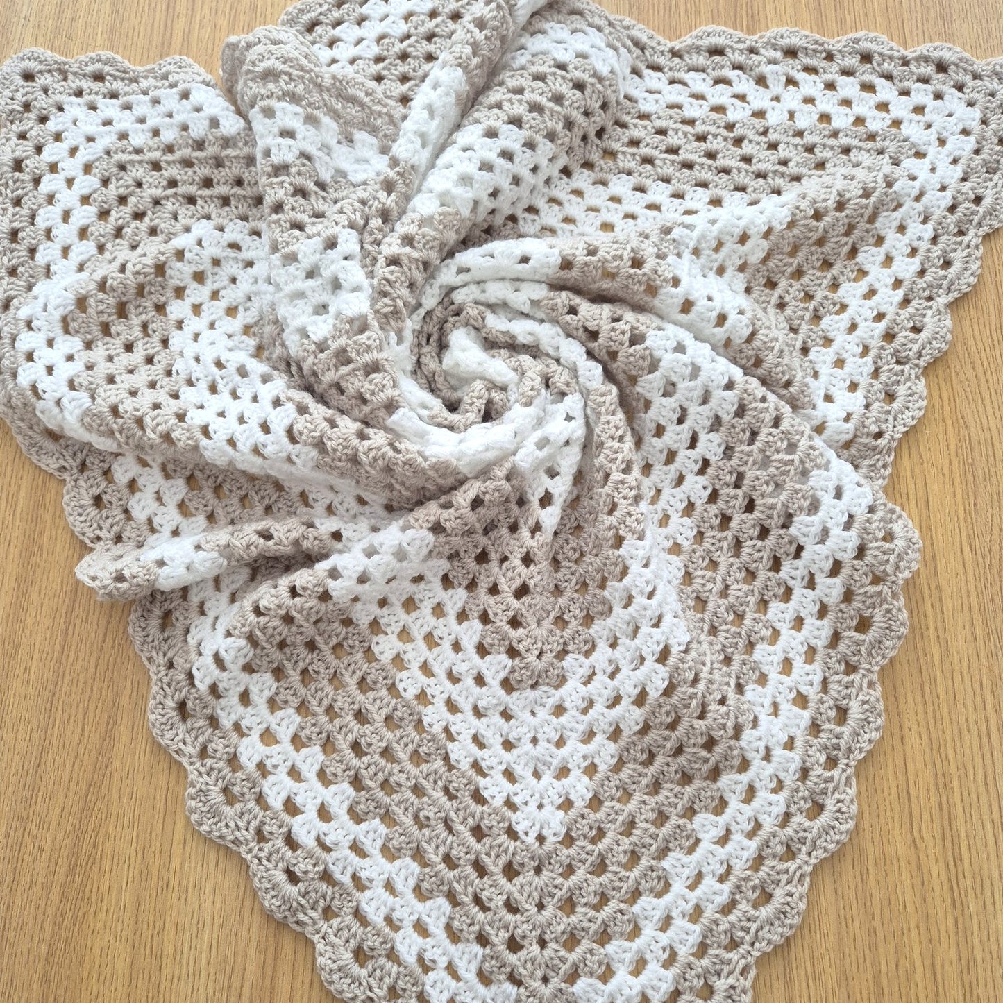 Crochet White and Beige Baby Blanket (READY to send) Unisex baby swaddle