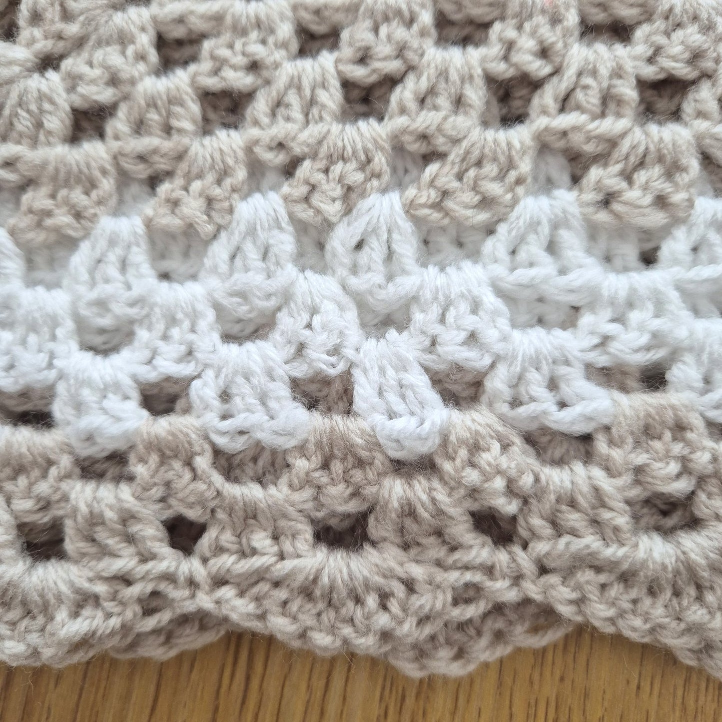 Crochet White and Beige Baby Blanket (READY to send) Unisex baby swaddle