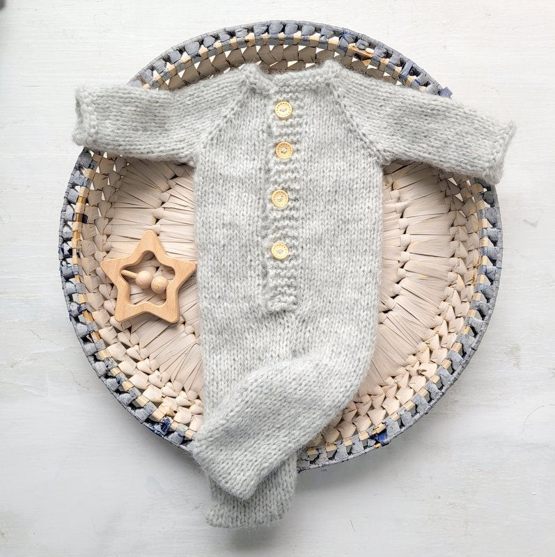 Hand made Baby footed (or open foot) Romper Pyjama And Bear Bonnet set - Newborn to 3 months sizes (Made to order)