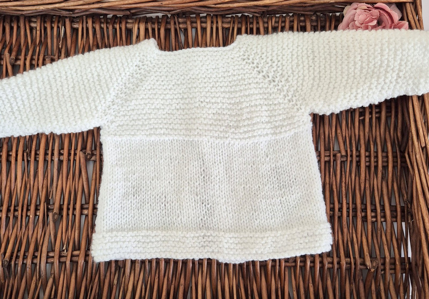 0–6 Months White Knit Baby Cardigan, Booties & Beanie Set – Embroidered Toadstool Mushroom Sweater set, Baby Shower Gift, Handmade UK (Ready to Send)