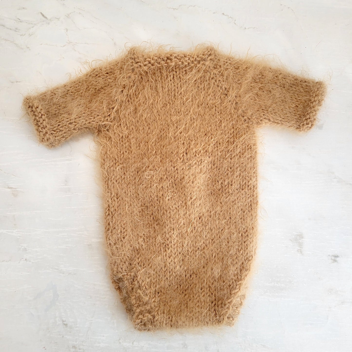 fuzzy brown bear romper and bear ears bonnet for newborn photo shoot baby boys