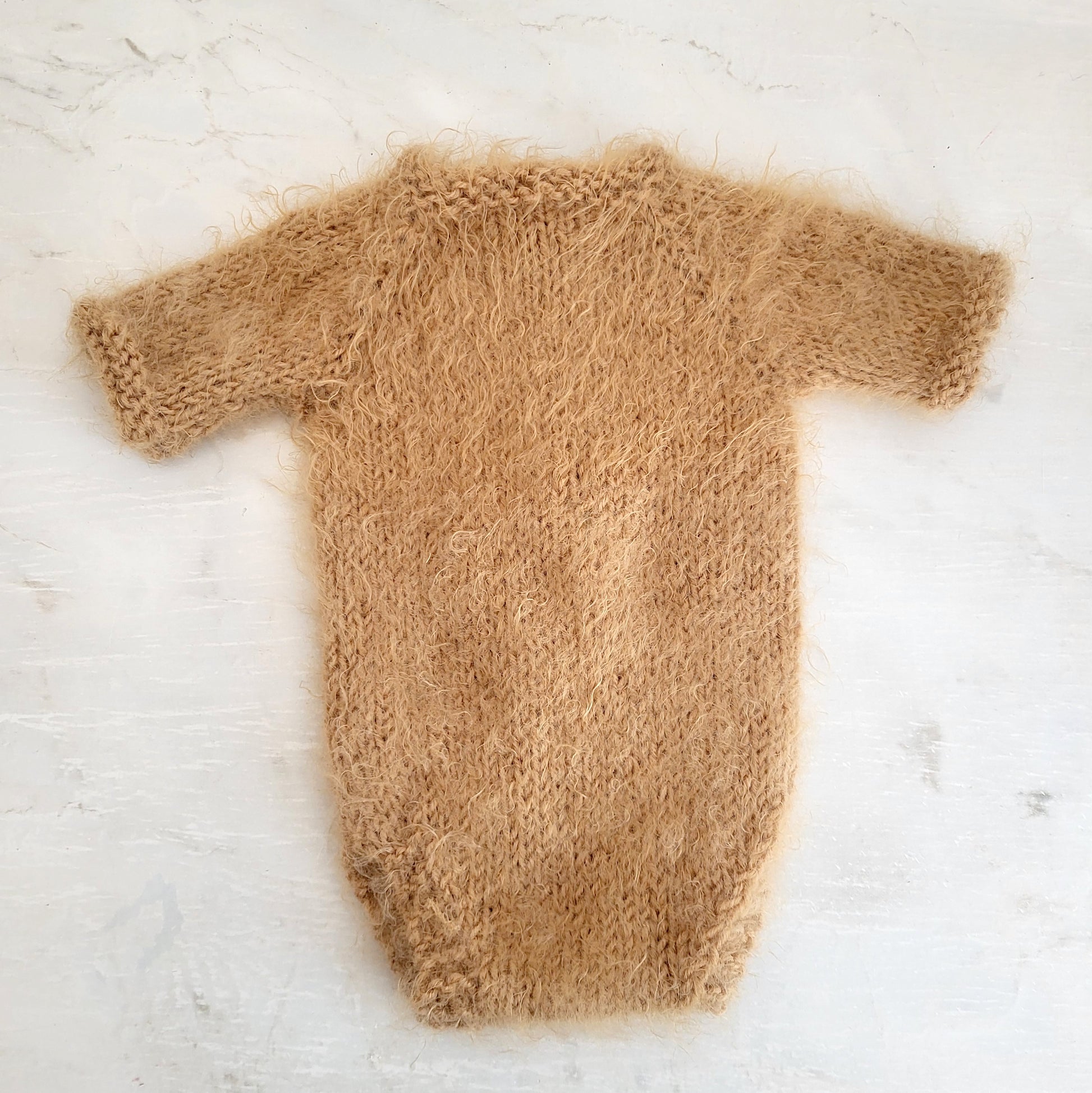 fuzzy brown bear romper and bear ears bonnet for newborn photo shoot baby boys