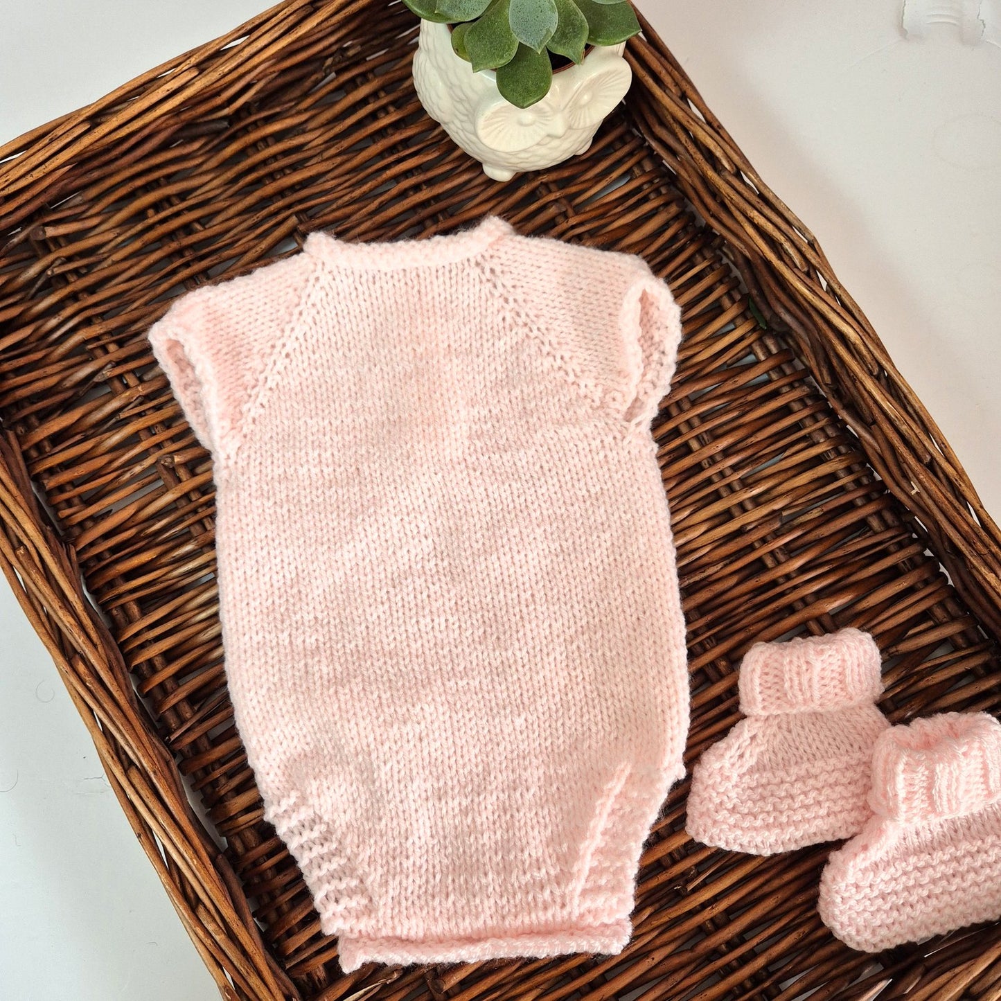 Pink Baby Jumper, Romper and Bootie Set for baby girls 0-3 months (Ready to Send)