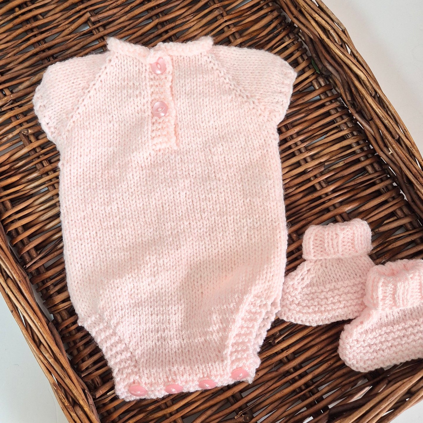 Pink Baby Jumper, Romper and Bootie Set for baby girls 0-3 months (Ready to Send)