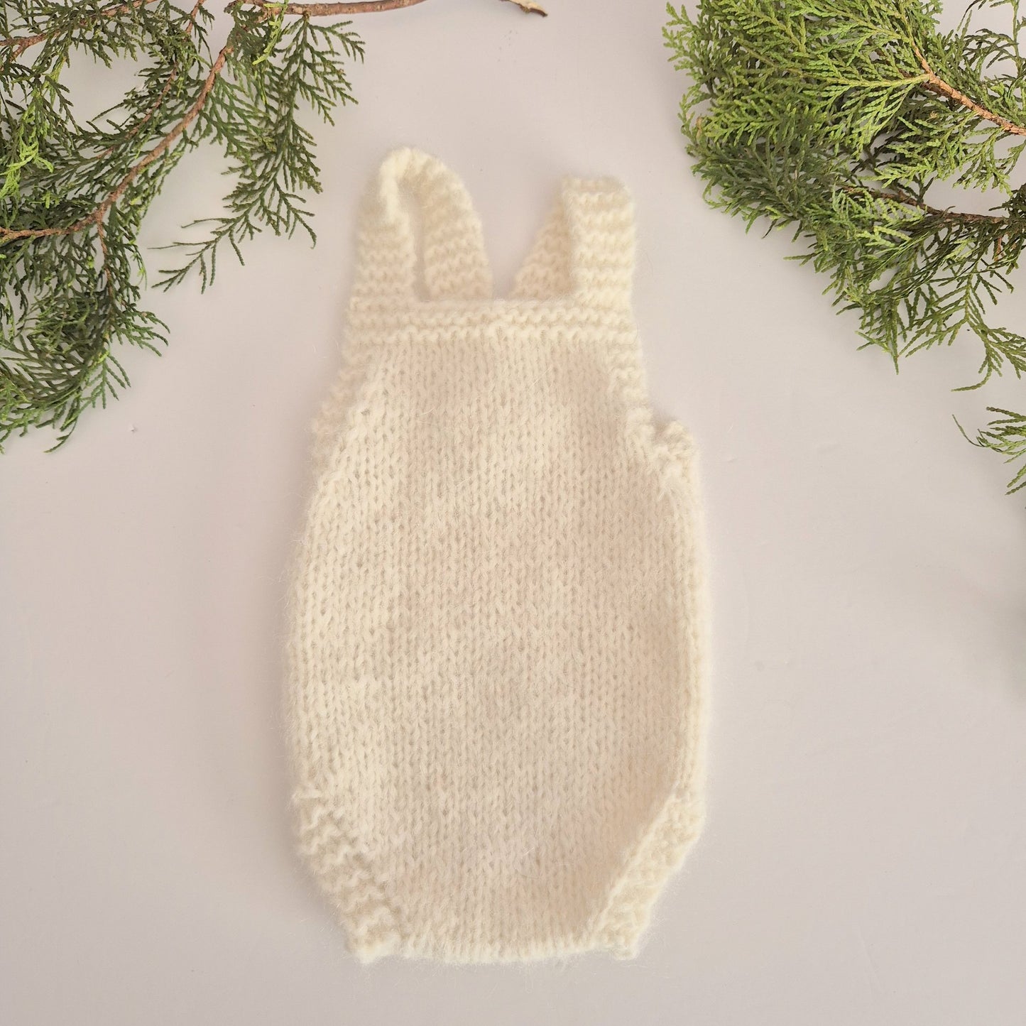 Simple Classic Baby Romper In soft Alpaca yarn Newborn (Ready to send)