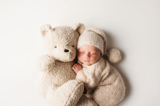 handknit sleey cap for babies with matching footed/ footless onesie