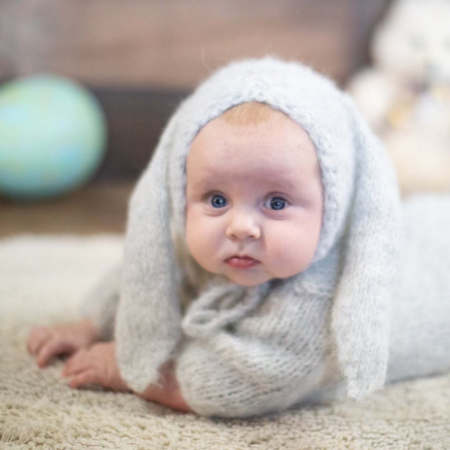 baby bunny ears bonnet for first Easter newborn photo prop