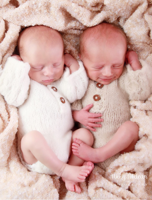 Knitted Newborn / 0-3 months Long Sleeve Romper - more colours (Made to order)