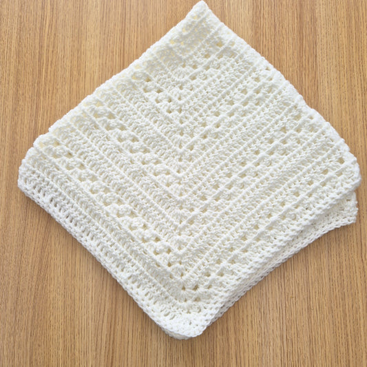 Crochet Cream Baby Blanket and Hat (READY to send) Unisex baby gift