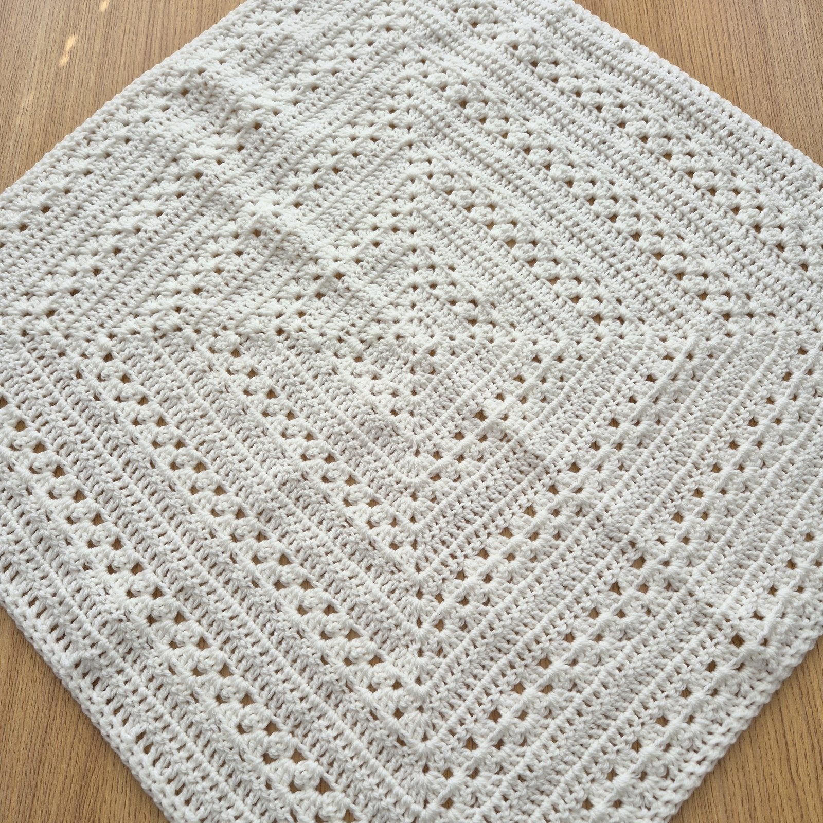 Crochet Cream Baby Blanket and Hat (READY to send) Unisex baby gift