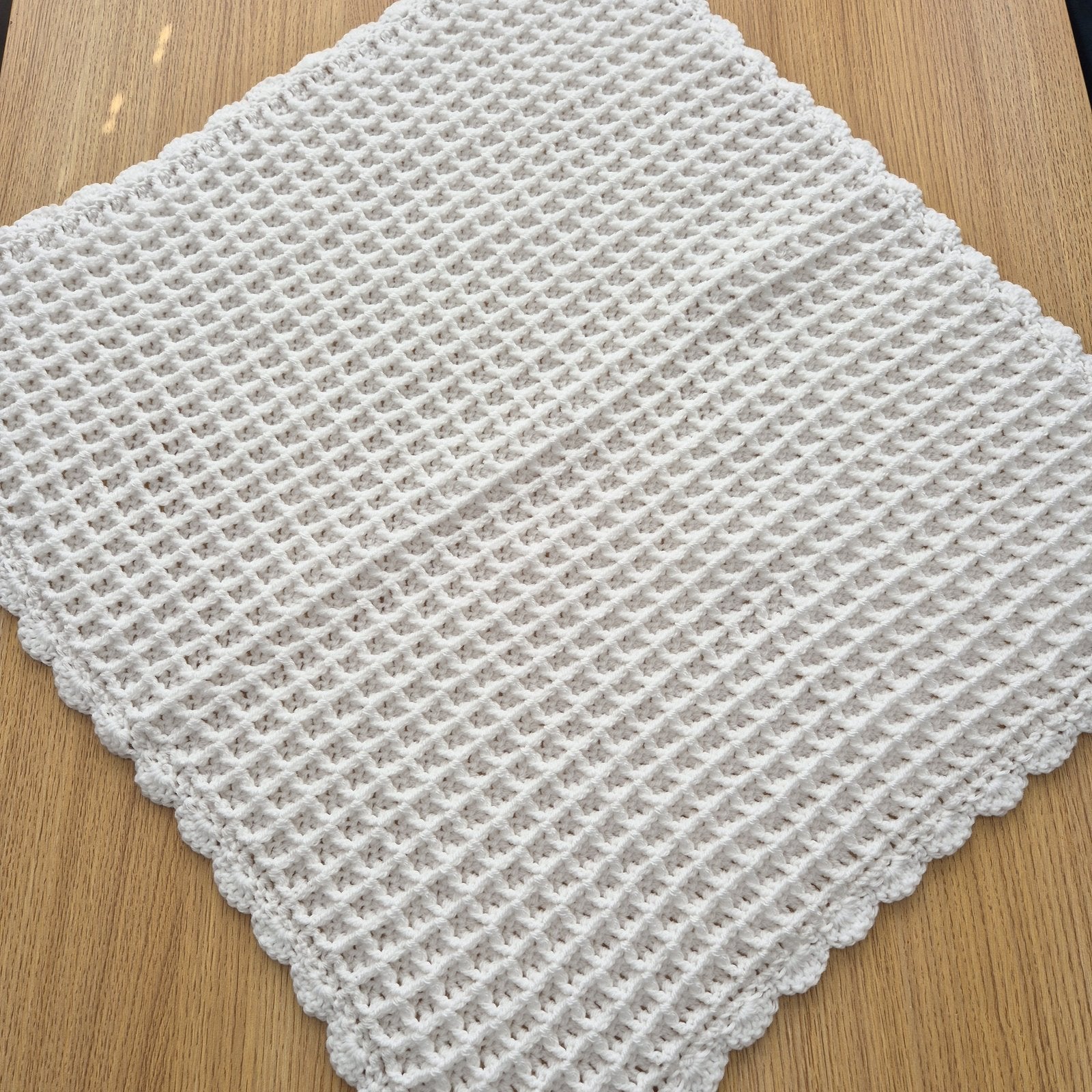 Crochet White Baby Blanket and Hat (READY to send) Unisex baby gift