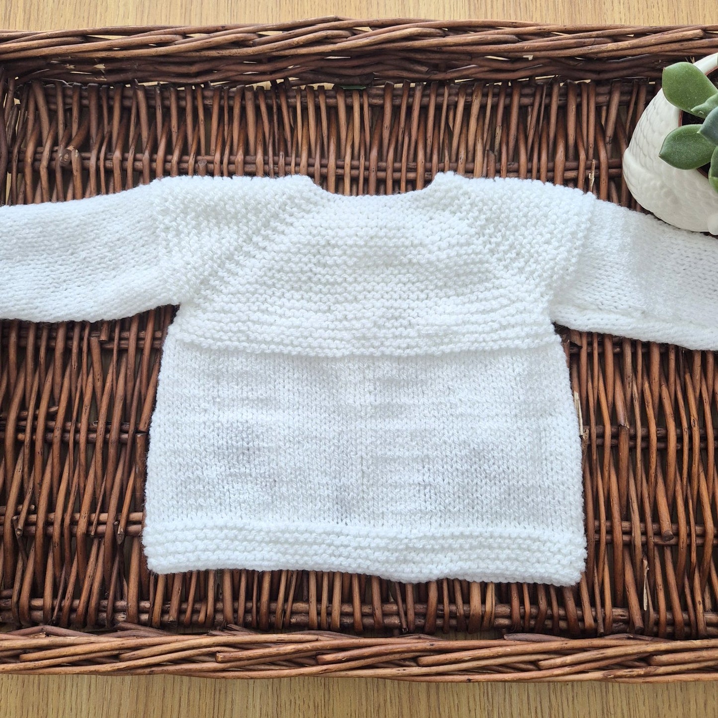 Handknit White Toadstool Baby Cardigan 0-3 months (Ready to Send)