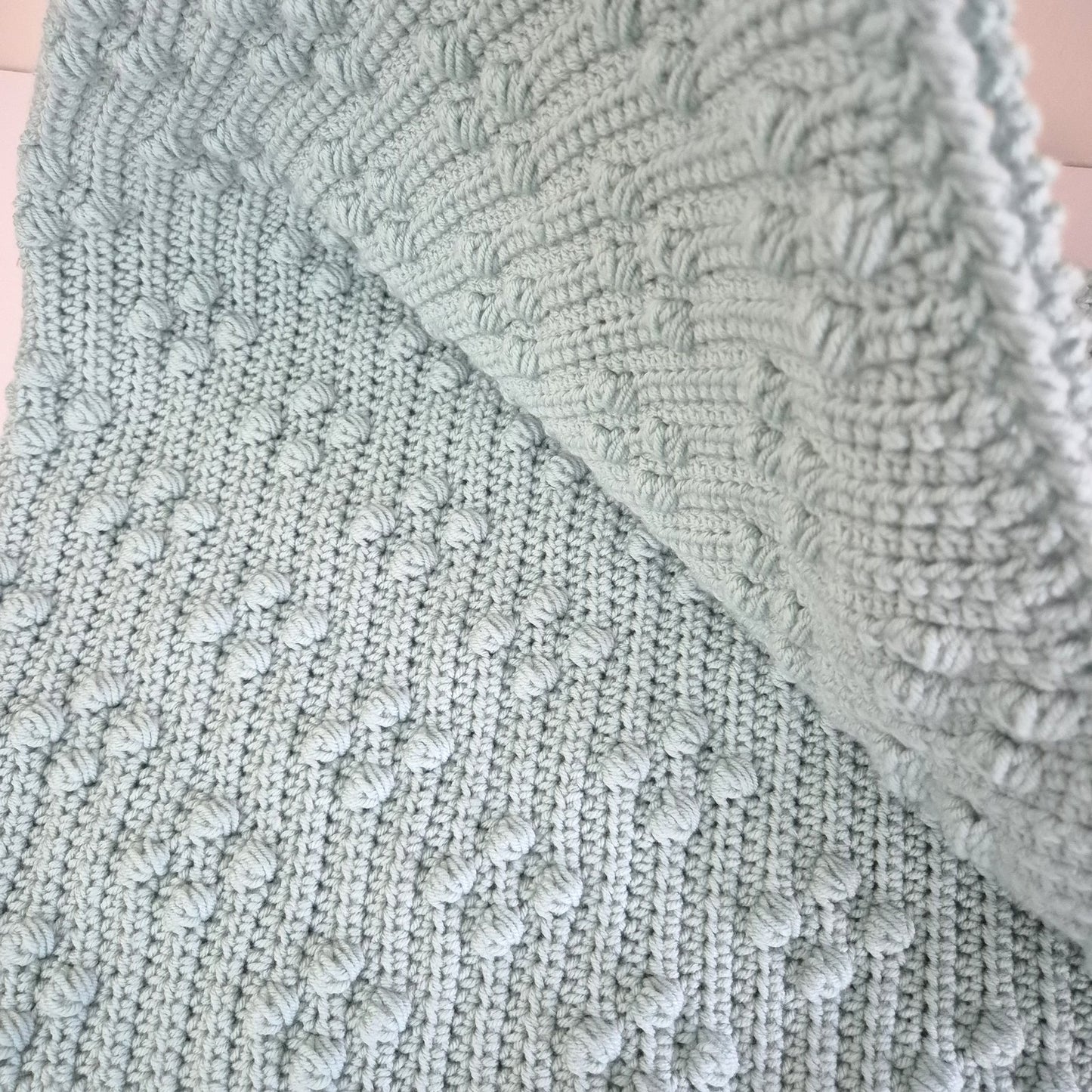 Duck Egg Blue Crochet Baby Blanket (Ready to send) Baby gift set Nursery Decor
