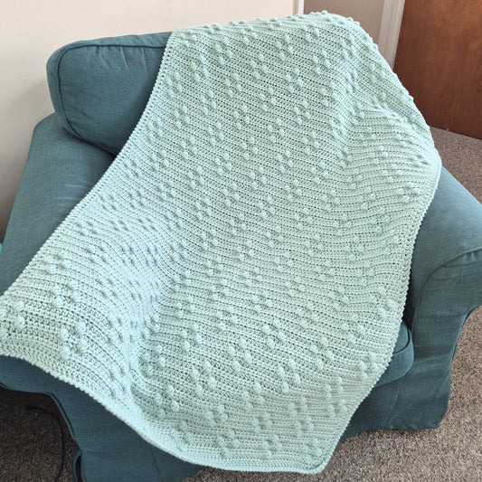 Duck Egg Blue Crochet Baby Blanket (Ready to send) Baby gift set Nursery Decor