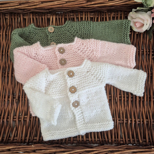Handknit Classic Style Baby Cardigan Preemie to 6 months sizes (MADE TO  ORDER ) more colours!
