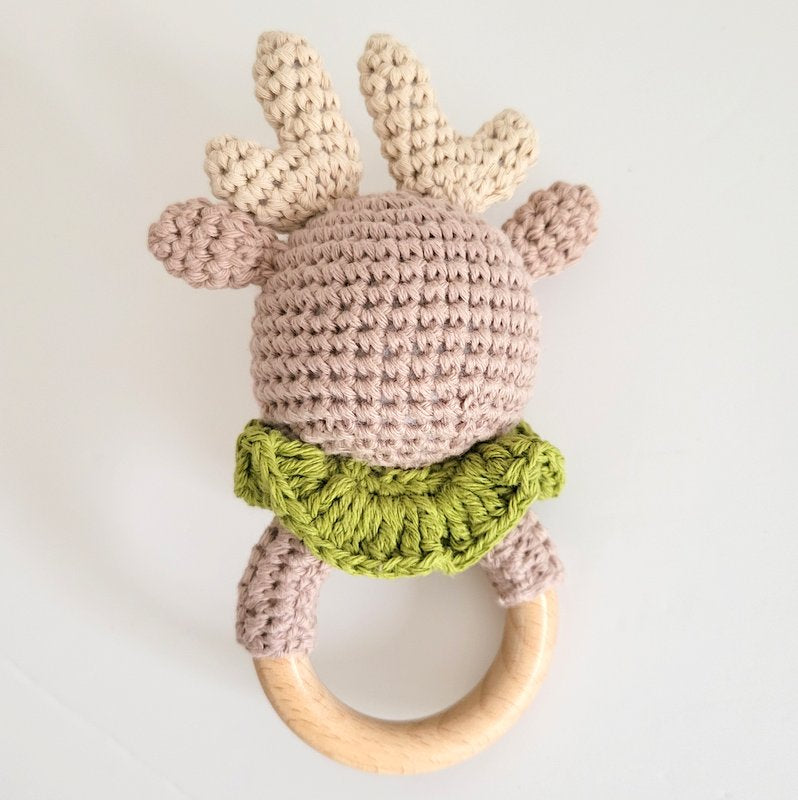 Crochet Baby Reindeer Rattle Toy (Ready to send) 0-3 months plus