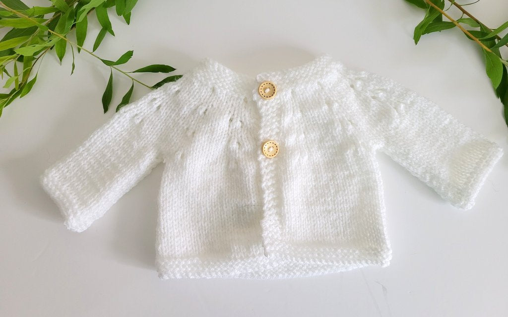 Crochet Baby Blanket and Two Cardigans Gift Set in Beige and White (READY to send)