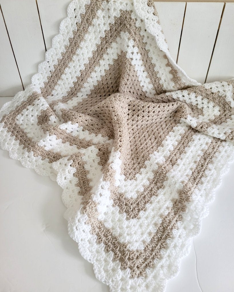 Crochet Baby Blanket and Two Cardigans Gift Set in Beige and White (READY to send)