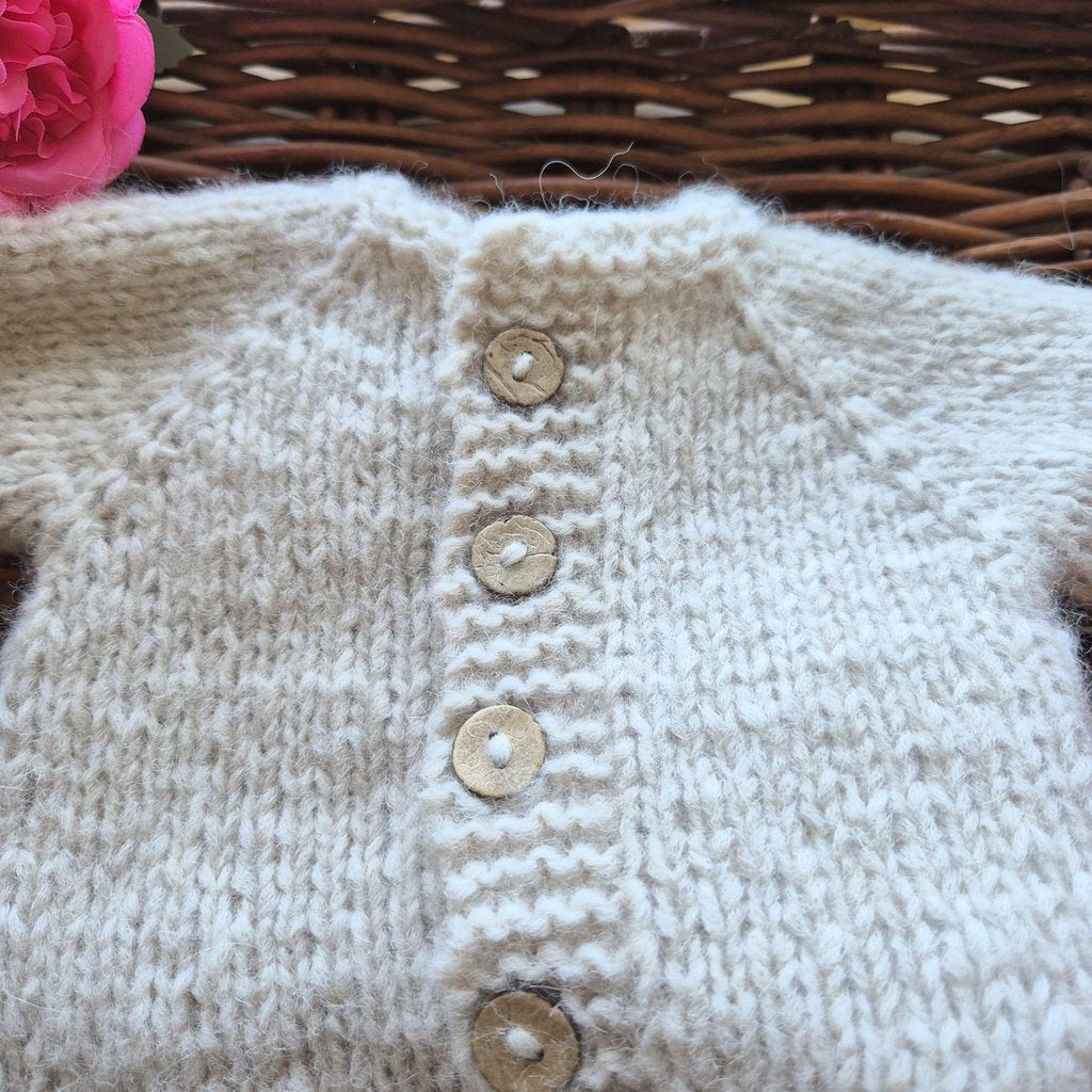 Handknit Newborn Classic style Romper with Short Sleeves, Photography Prop (READY TO SEND)