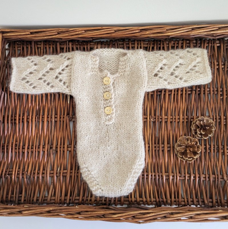 Knitted Newborn / 0-3 months Long Sleeve Romper - more colours (Made to order)