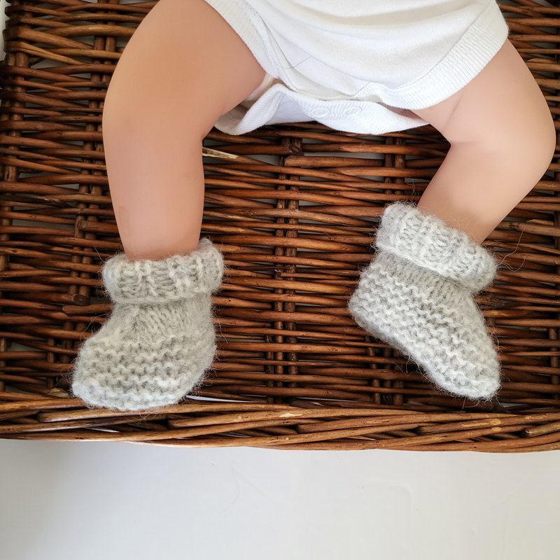 Knitted Baby Booties in soft Alpaca (Made to order) - More colours! Preemie to 6 months sizes.