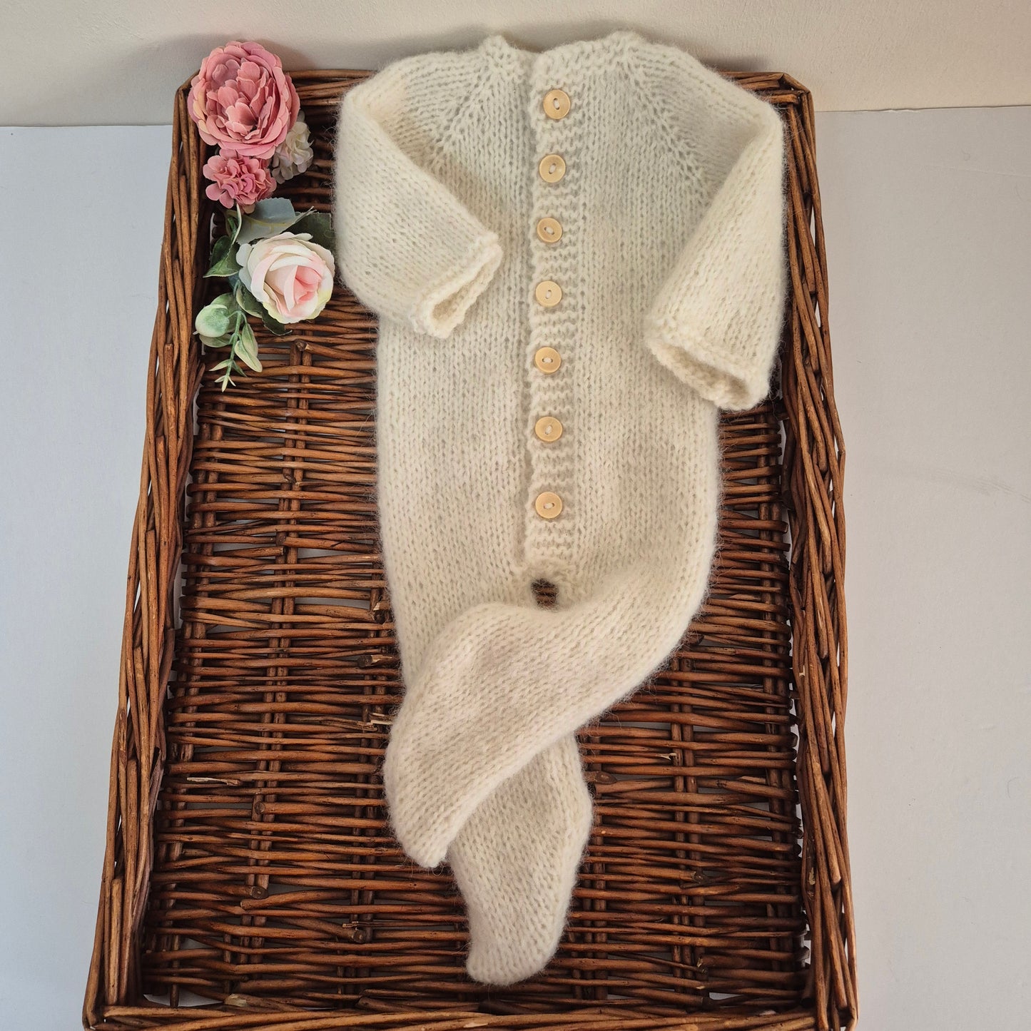 Hand made Baby footed (or open foot) Romper Pyjama And Bear Bonnet set - Newborn to 3 months sizes (Made to order)