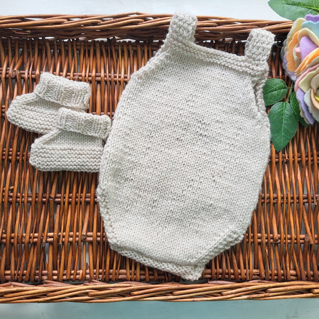 back view of knitted baby romper