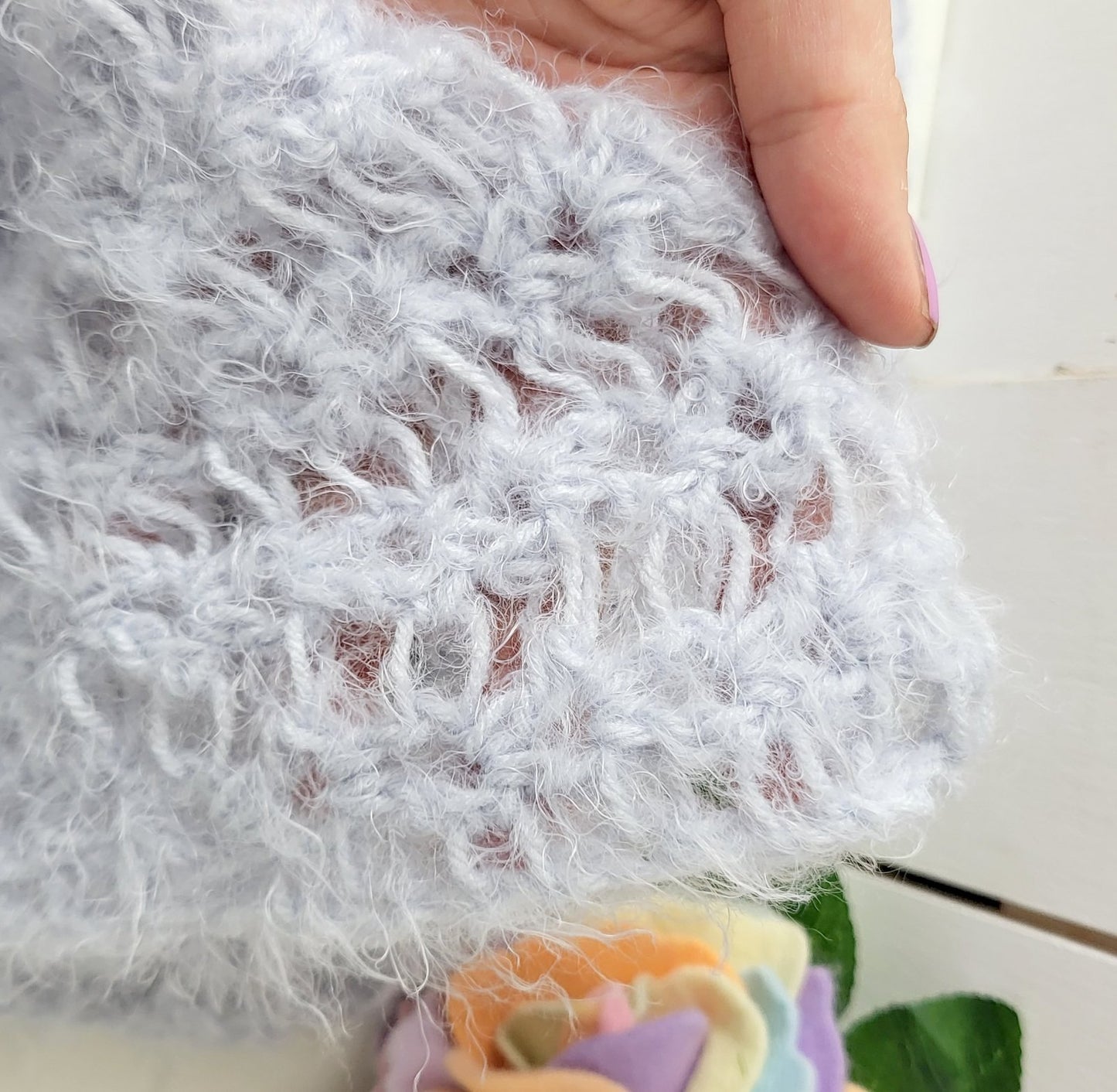 Light Grey Lace Crochet Newborn Posing Layer Wrap (Ready to send)