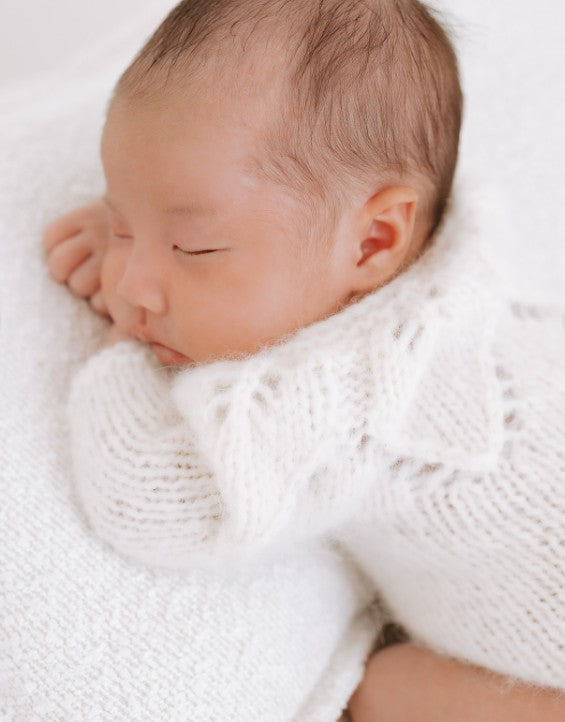 ALPACA Long sleeved Romper with Leaf pattern , Newborn / 0-3 months old sizes - more colours (Made to order)