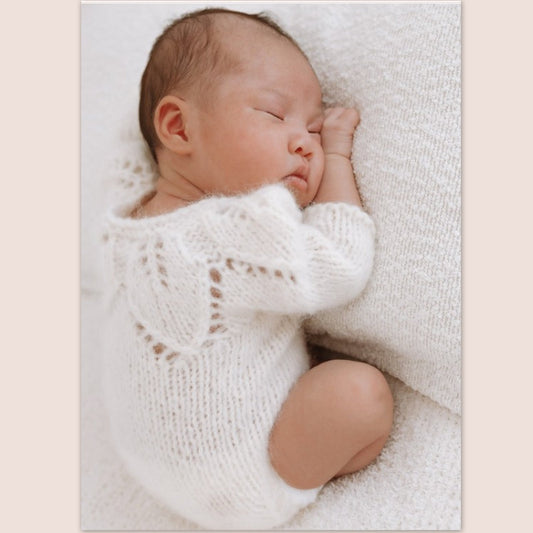 ALPACA Long sleeved Romper with Leaf pattern , Newborn / 0-3 months old sizes - more colours (Made to order)