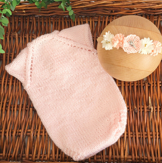 Peachy Pink sleeveless Classic style Newborn Romper + FREE headband (Ready to Send)