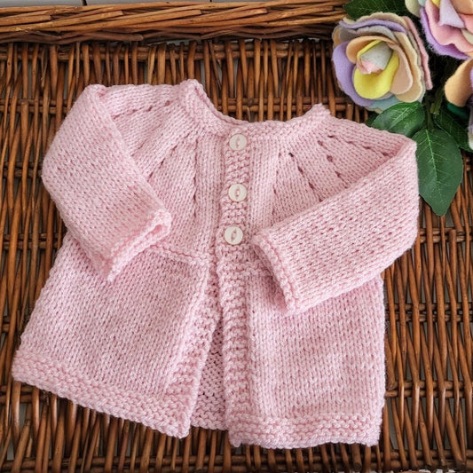 pink knitted baby cardigan