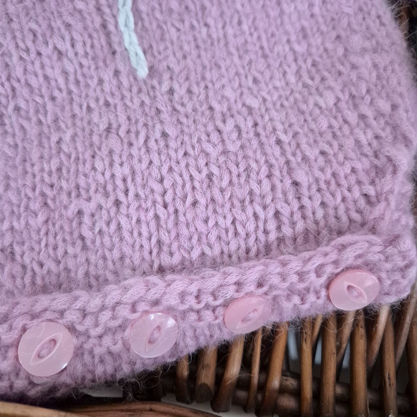 Knitted Pink Baby Girl Outfit, Long Sleeve Romper and Booties with Dandelion Embroidery 0-3 months (Ready to Send)