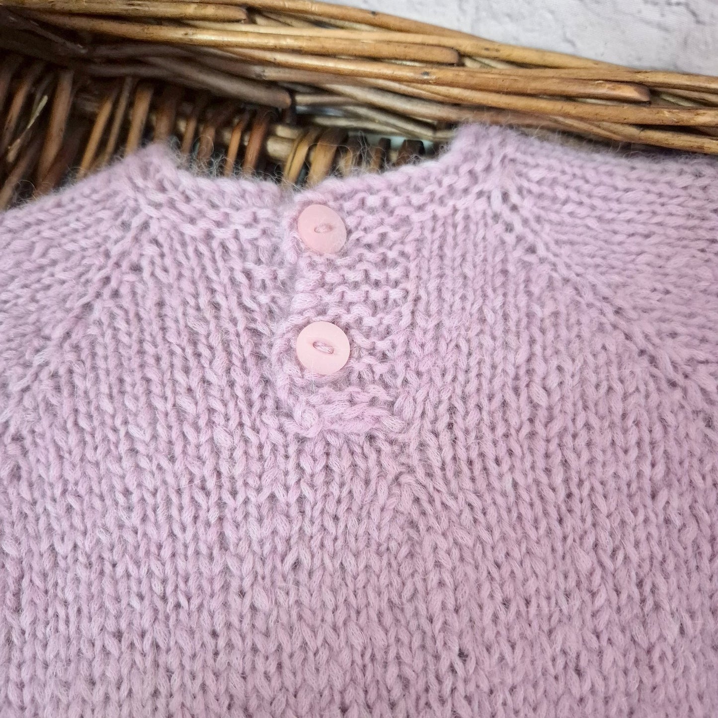 Knitted Pink Baby Girl Outfit, Long Sleeve Romper and Booties with Dandelion Embroidery 0-3 months (Ready to Send)